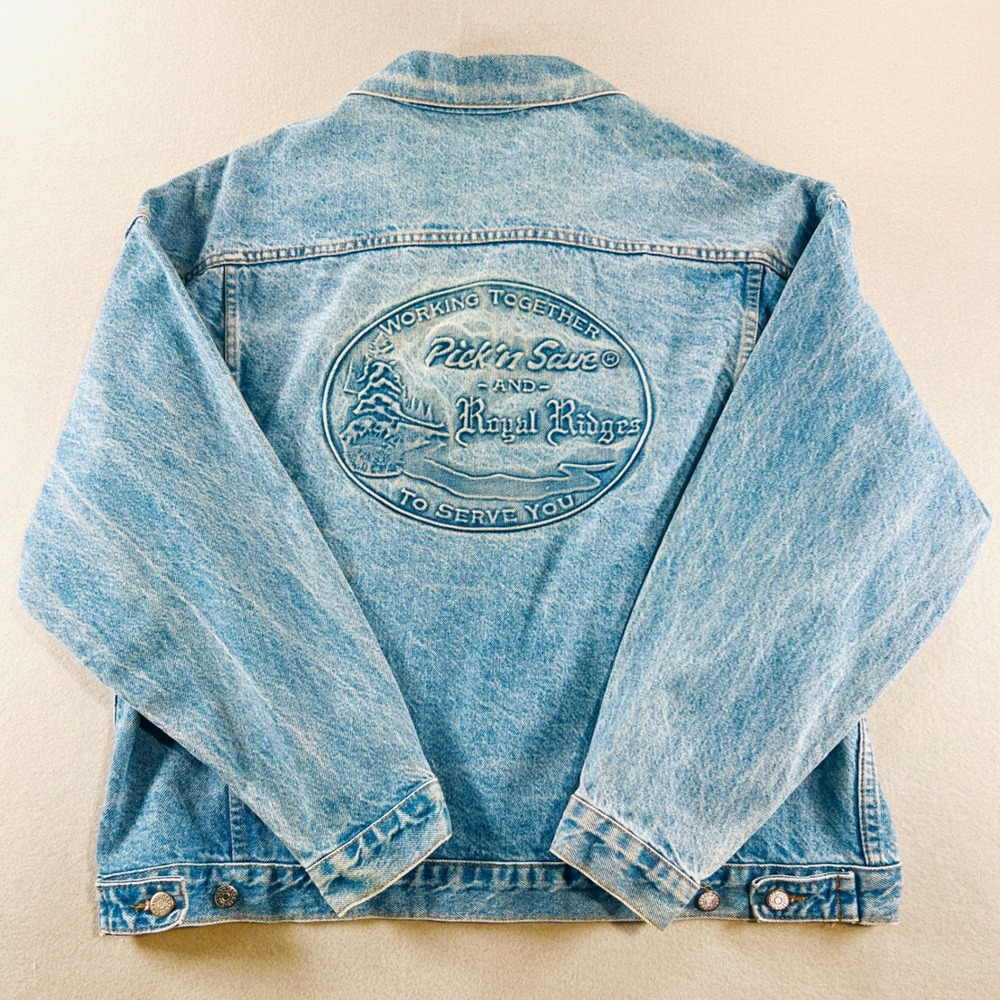Vintage Denim Trucker Jacket Mens XL Blue Made in USA Pick 'n Save 90s Workwear - Picture 4 of 9